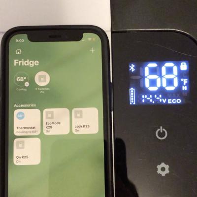 iphone sitting on digital minifridge